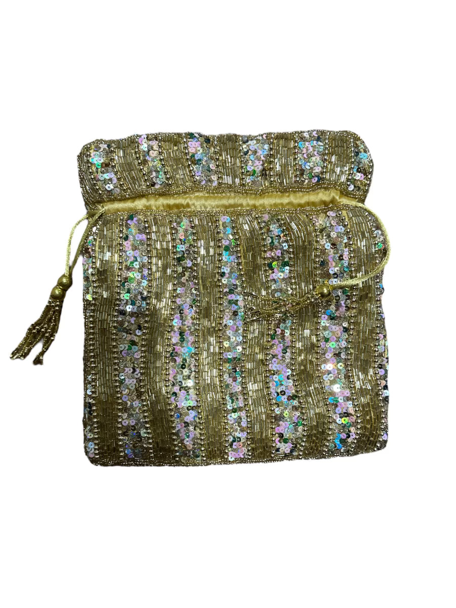 Gold with baby pink stripe sequins