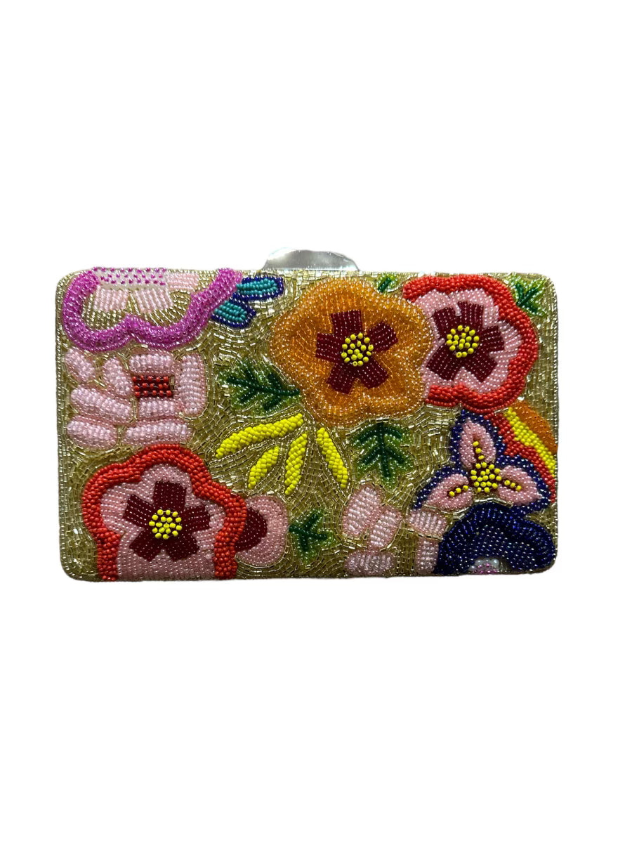 Multi-color flower embroidery purse