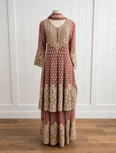 Dusty Rose Embroidered Sharara