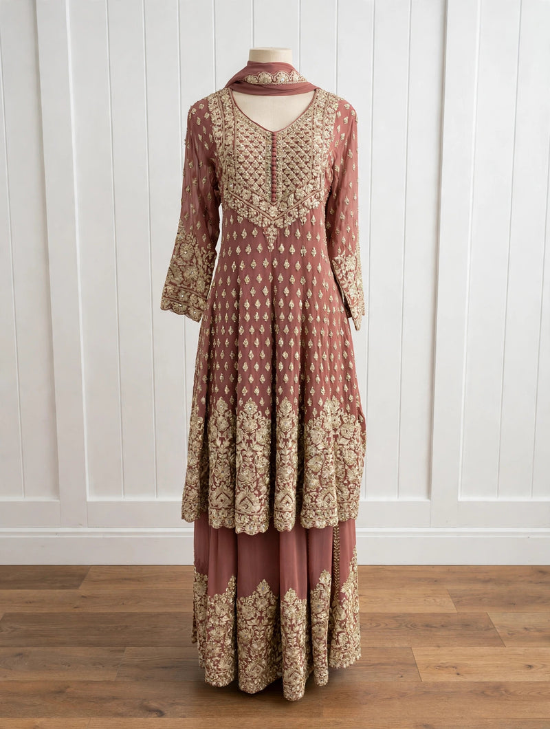 Dusty Rose Embroidered Sharara